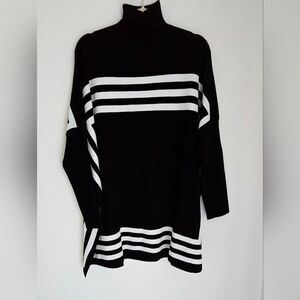 Black w/White StripesTurtleneck Women's Sweater Size 3X